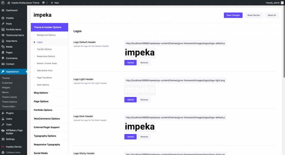 Logos in Impeka WP theme by Greatives