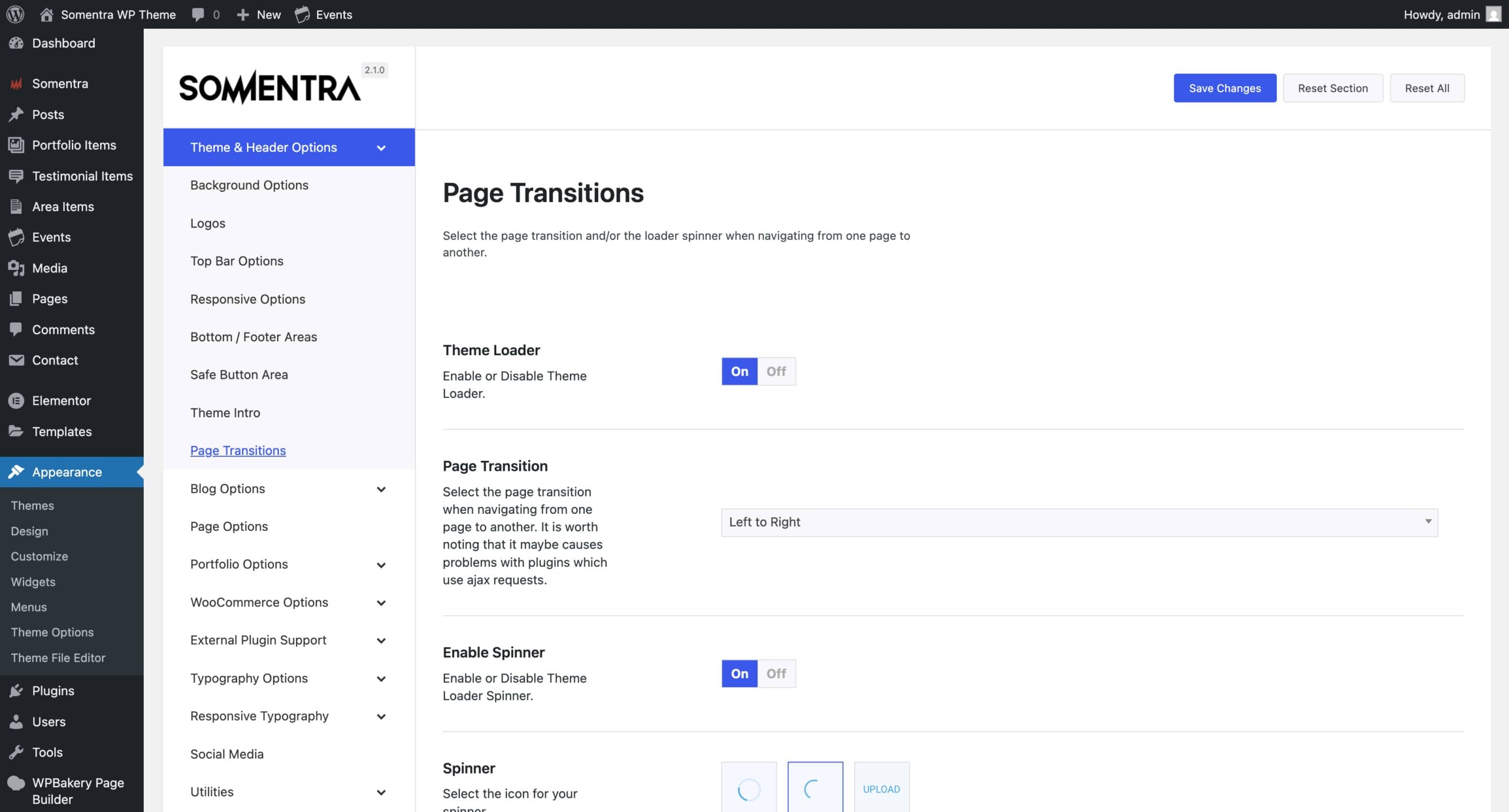 Somentra page transitions