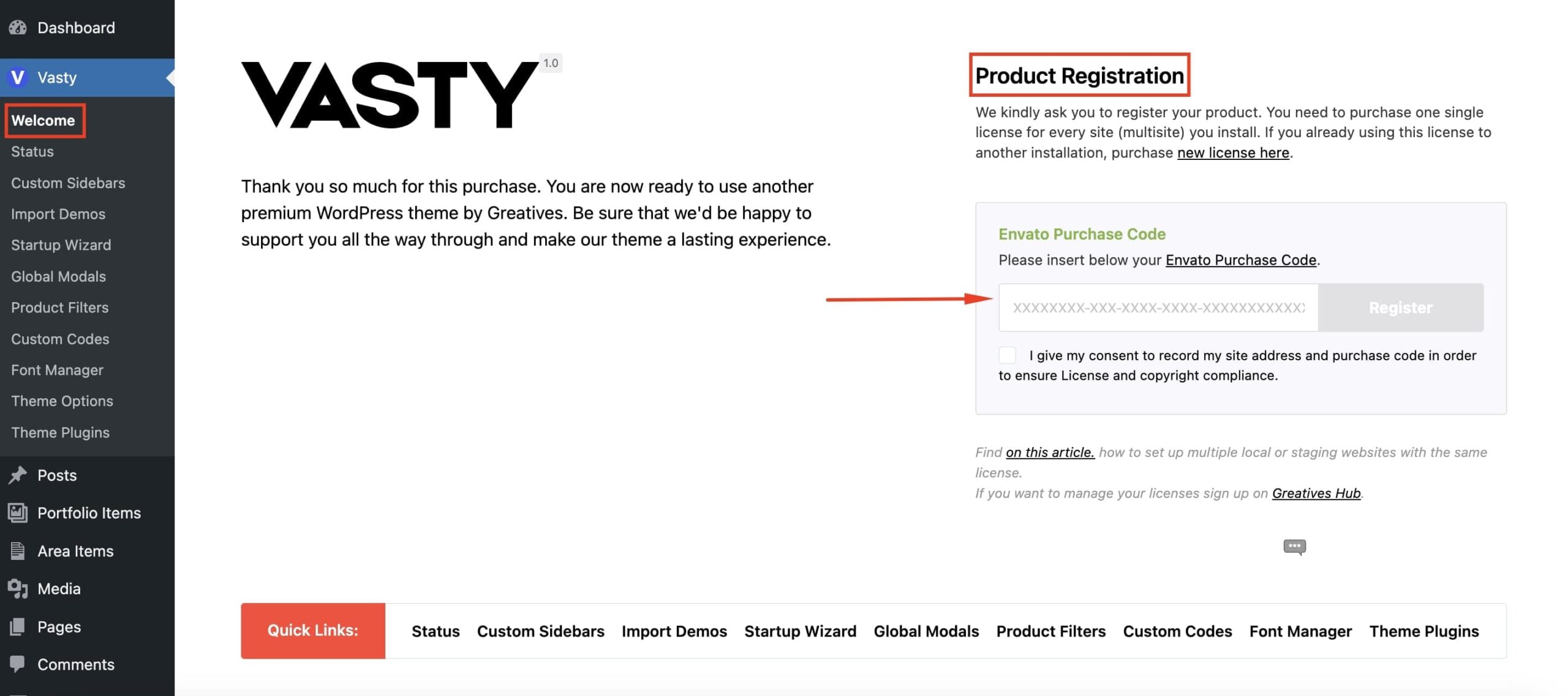 Theme registration in Vasty